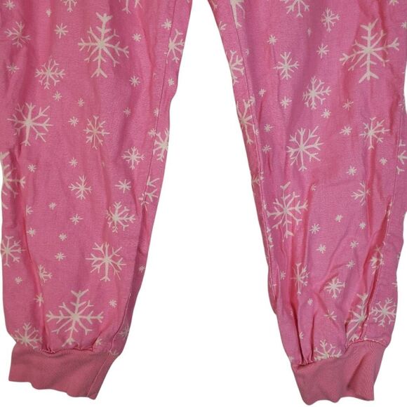Old Navy Snowflake Elastic Waistband 100% Cotton Jogger Pajama Pants Pink Medium - Picture 3 of 13
